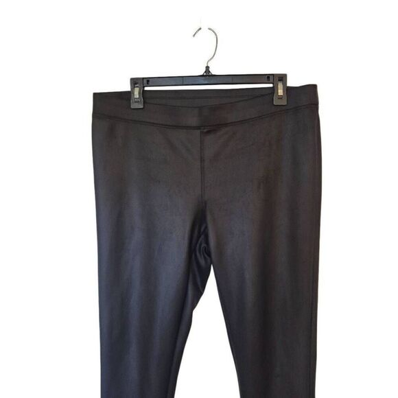 Express Women's Black Poly/Spandex Faux Leather High Waist Leggings - Picture 3 of 8